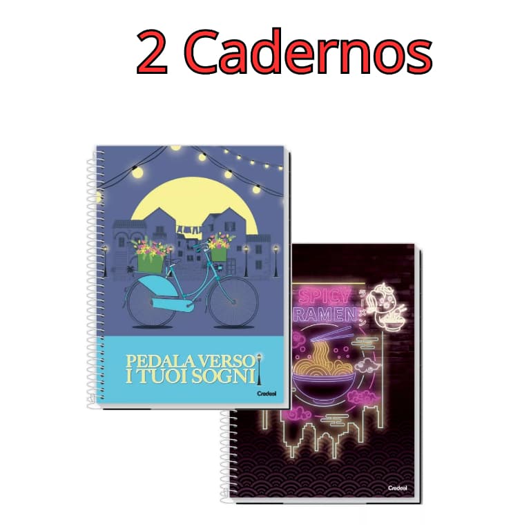 Kit 2 Cadernos Universitário Sortidos C/D 1M Com 80 Folhas  feminino My Collection Credeal