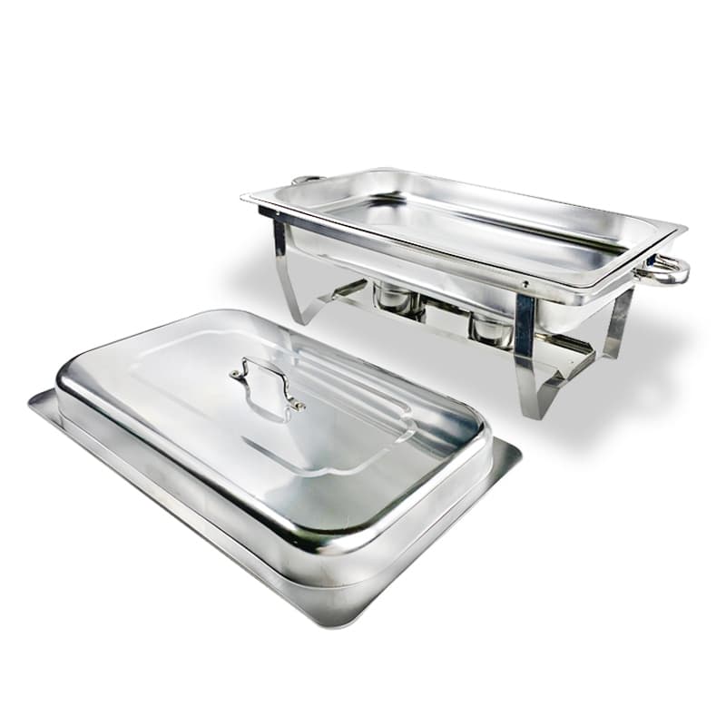 Rechaud Retangular 12l Com 2 cubas Aço Inox Banho Maria Com 2 Fogareiros