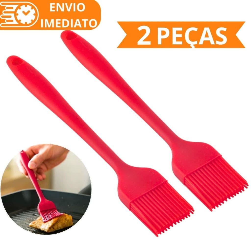 KIT 2 Pincel de Silicone Antiaderente GRANDE Para Casa Cozinha Restaurante Bolo Confeitaria Oleo Carne Massa Pastel