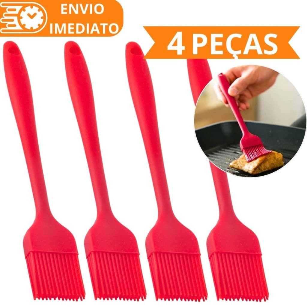 KIT 4 Pincel de Silicone Antiaderente GRANDE Para Casa Cozinha Restaurante Bolo Confeitaria Oleo Carne Massa Pastel