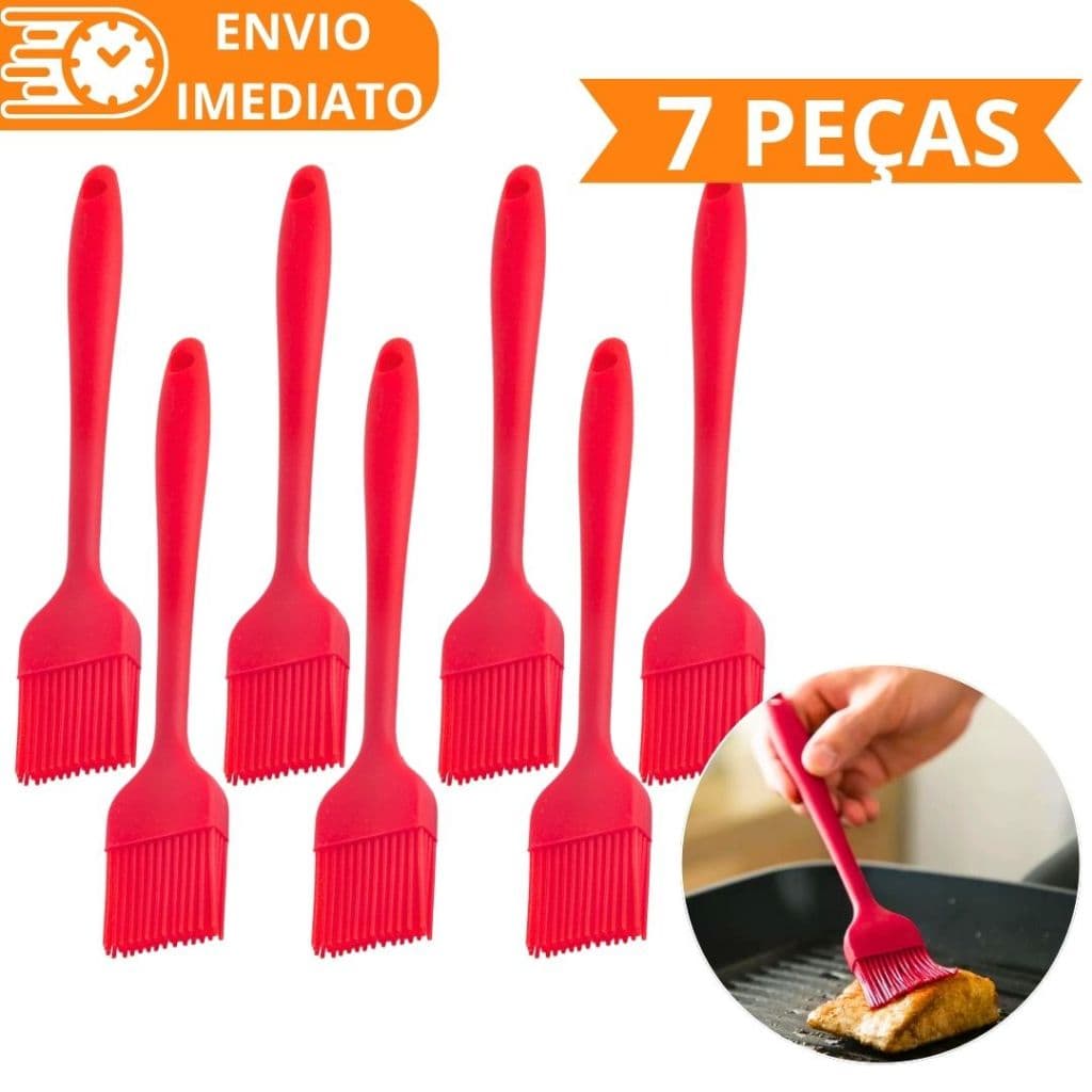 KIT 7 Pincel de Silicone Antiaderente GRANDE Para Casa Cozinha Restaurante Bolo Confeitaria Oleo Carne Massa Pastel
