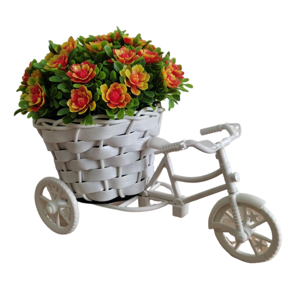 Bicicleta Miniatura com Arranjo de Flores Artificial  Mesa Vitrine Decoração Balcão Coração/Bucho