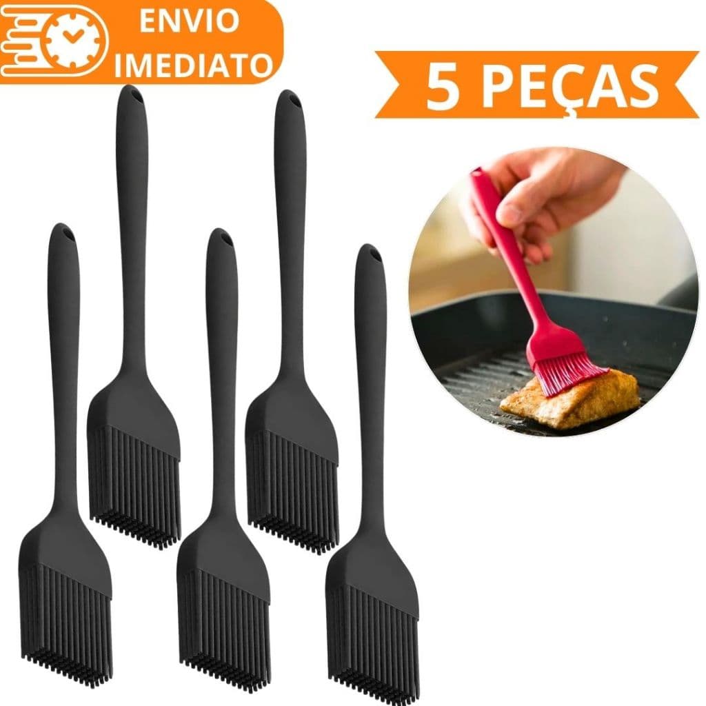 KIT 5 Pincel de Silicone Antiaderente GRANDE Para Casa Cozinha Restaurante Bolo Confeitaria Oleo Carne Massa Pastel