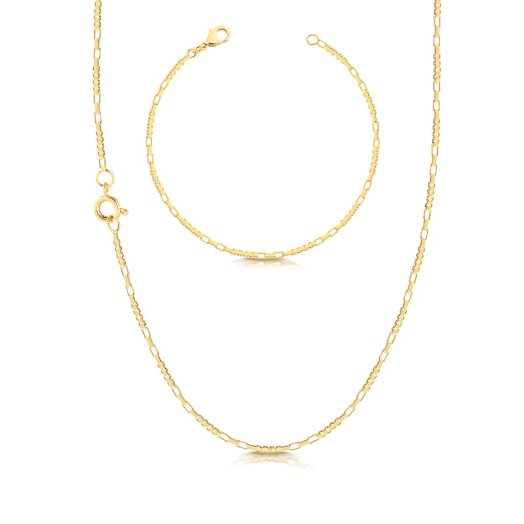 Kit Corrente Elo Veneziana 8x4 + Pulseira Banhada a Ouro 18k Versatilidade