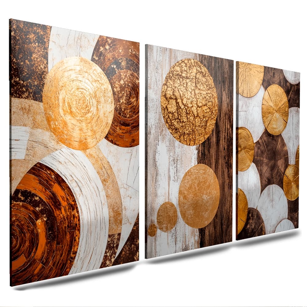 quadros modernos abstratos formas geométricas bolas douradas modernas 3 peças para sala