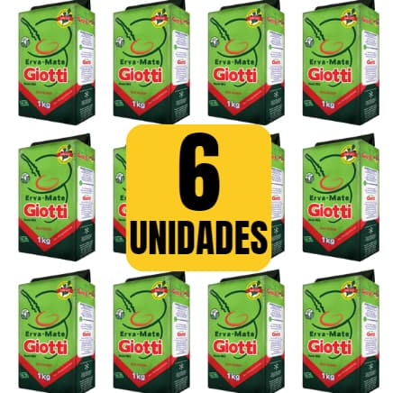 Erva Mate Giotti Kit 6 Tradicional A Vácuo Sem Açucar Sabor Natural Fresquinha Saborosa Chimarrão