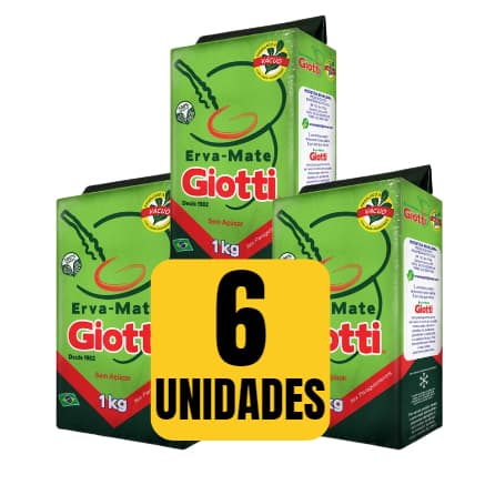 Kit 6 Erva Mate Giotti Tradicional  Chimarrão  A Vácuo Sem Açucar Sabor Natural Verdinha