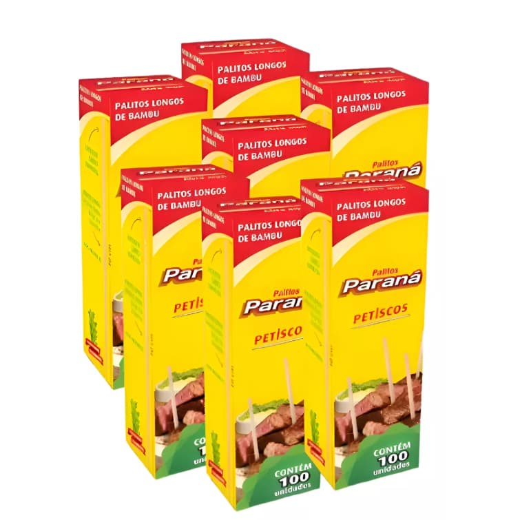 Kit Palito para Petiscos Bambu 10 cm Paraná cx 100 unidades