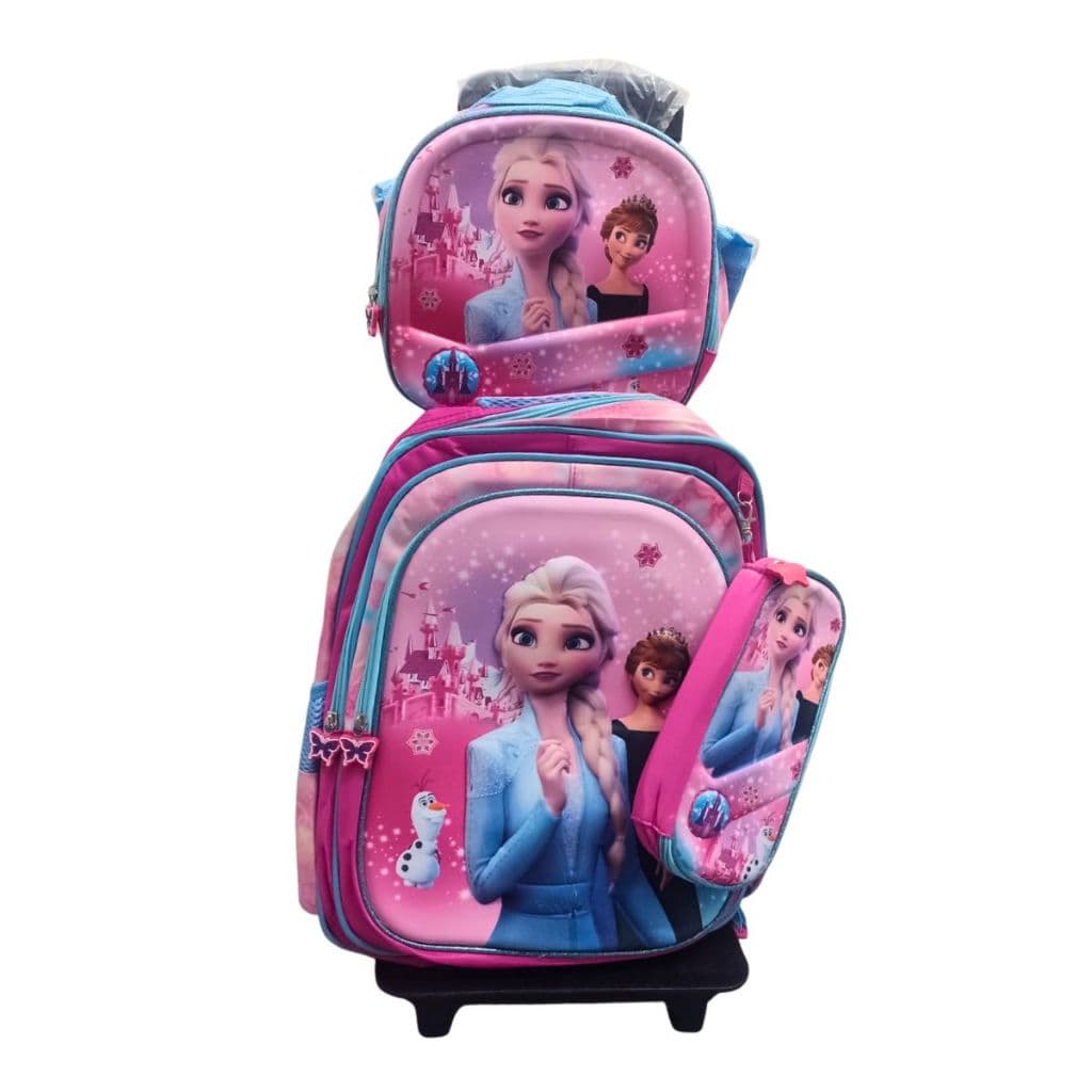 Mochila de Rodinhas Frozen mais Lancheira e Estojo