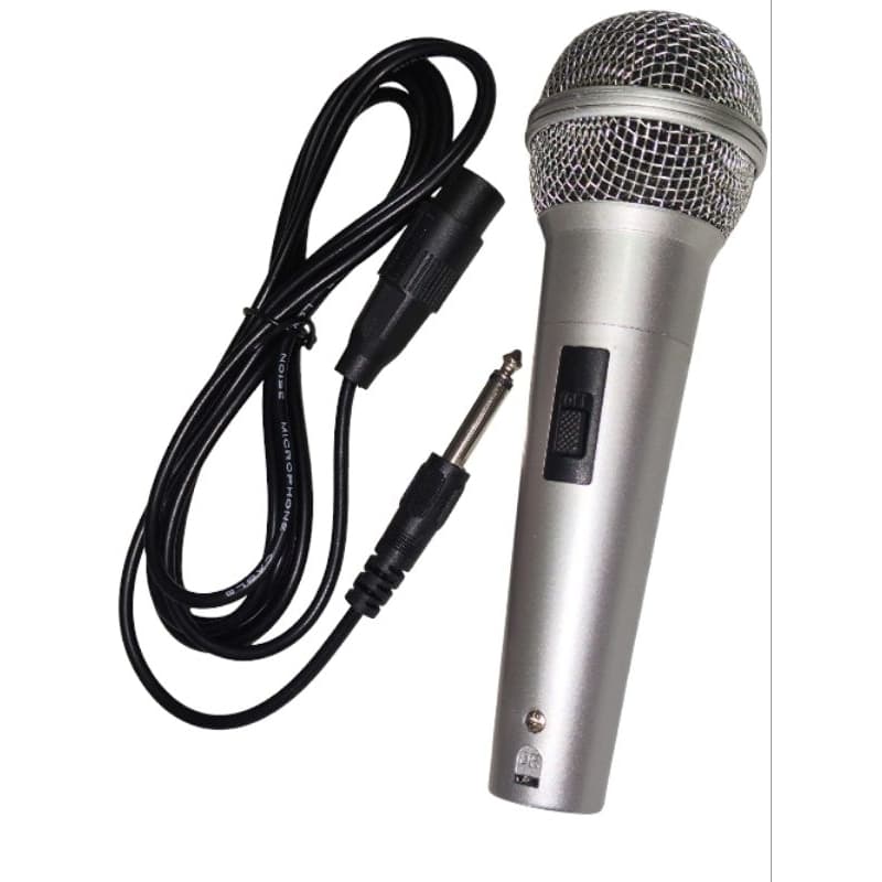 Microfone Profissional Dinâmico Com Fio Dinamico Prata e Preto