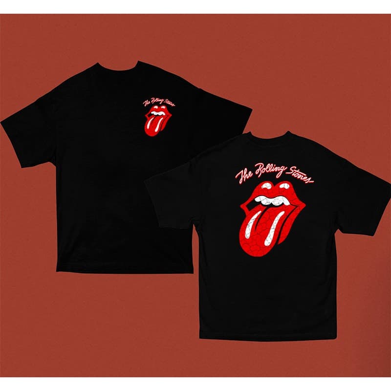 Camiseta The Rolling Stone Língua Banda Frente + Costas Algodão Unissex