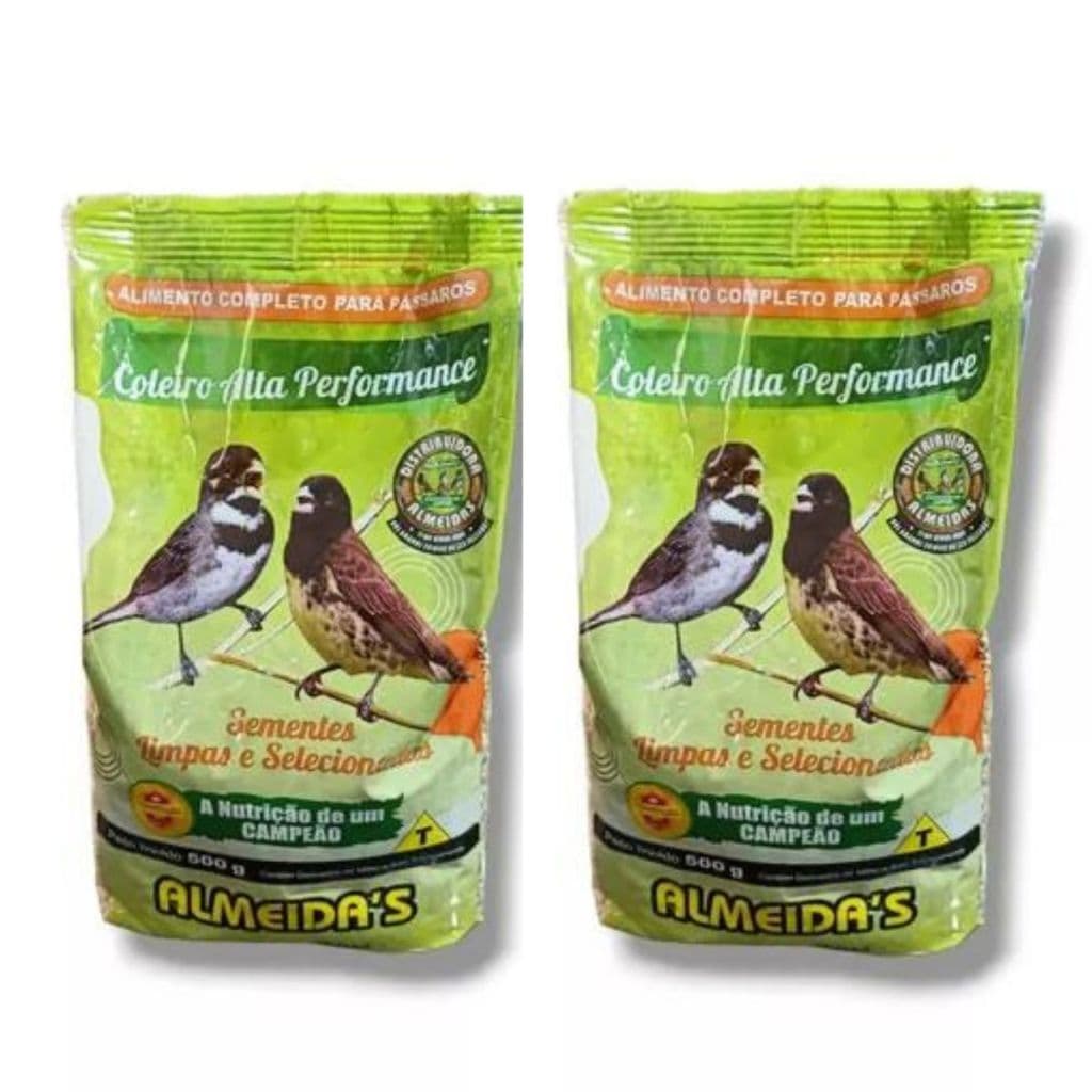KIT COM 2 RAÇÃO ALIMENTO COMPLETO NUTRIÇÃO COLEIRO ALTA PERFORMANCE 500G