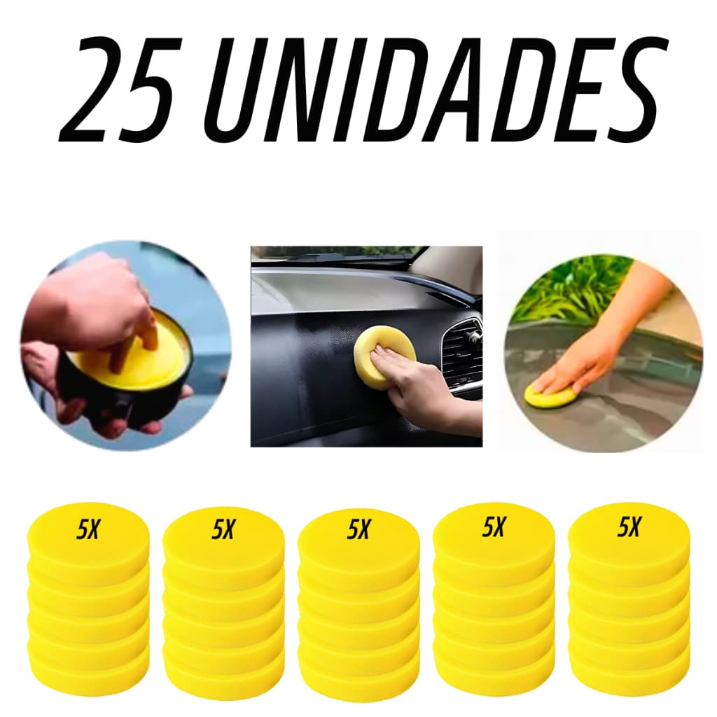 25 Unid de Espuma Aplicadora de Cera Sem Borda Unidade Detailer Pronta Entrega Rapida