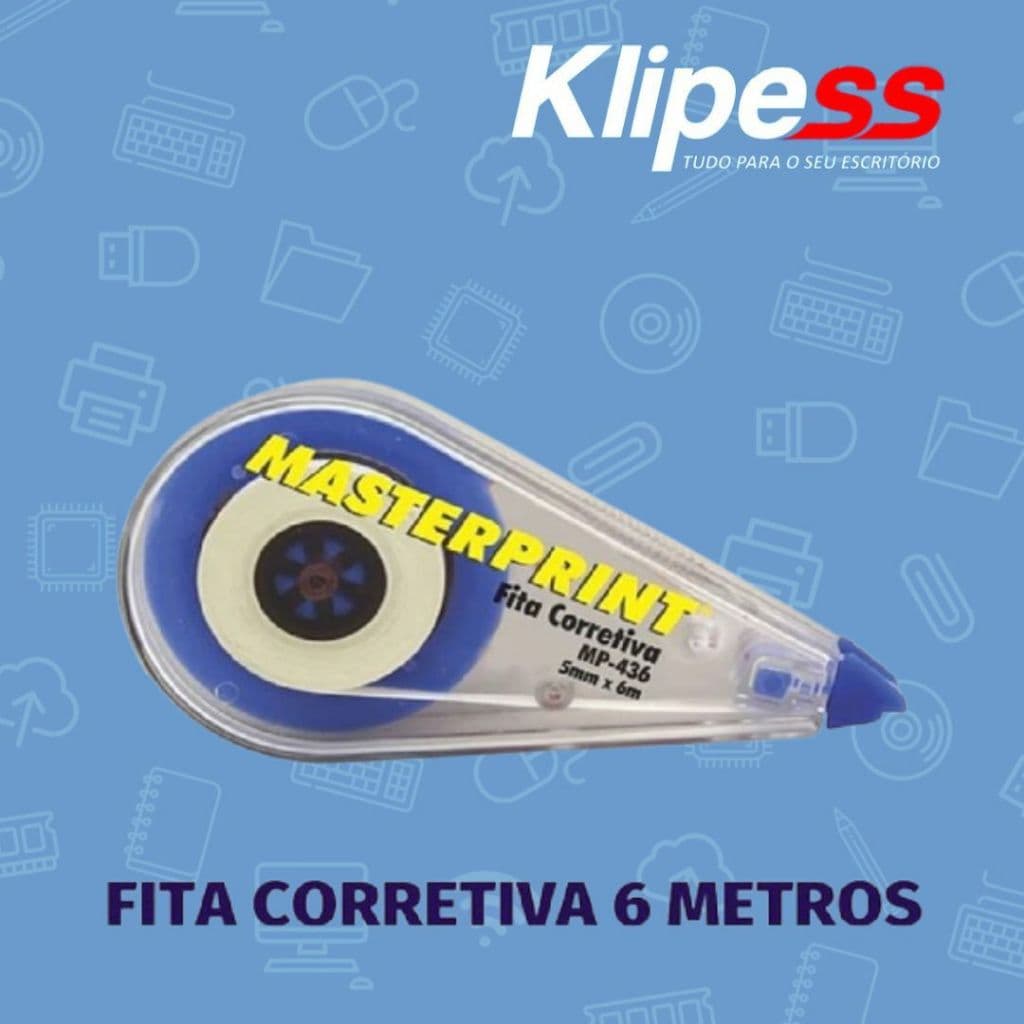 Fita Corretiva Masterprint 12 ou 6 Metros - Corretivo em Fita
