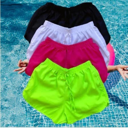 Kit 4 Short Tactel Feminino Liso Moda Verão Praia Piscina