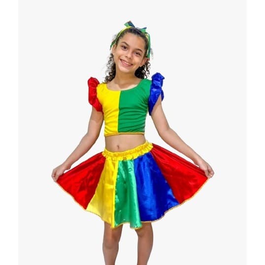 Conjunto frevo traje carnaval infantil adulto menina colorido luxo moda encio imadiato