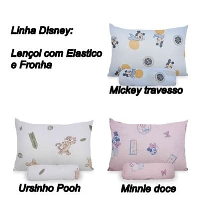 Jogo de Lençol Portallar Berço Baby Malha Disney 100% Algodão 2 Peças