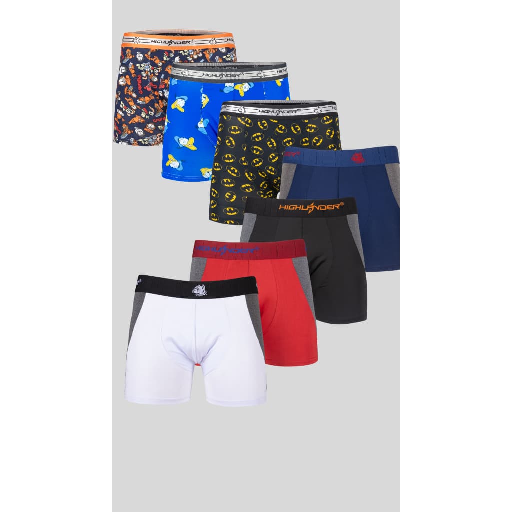 KIT 7 CUECA BOX 4 DETALHE LATERAL 3 ESTAMPADA DIVERTIDA COM FORRO 100% ALGODÃO