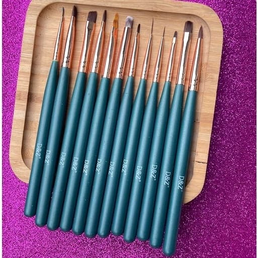 Kit de Pincel de Unha de Gel VERDE Nail Art D&Z Profissional Kit com 12