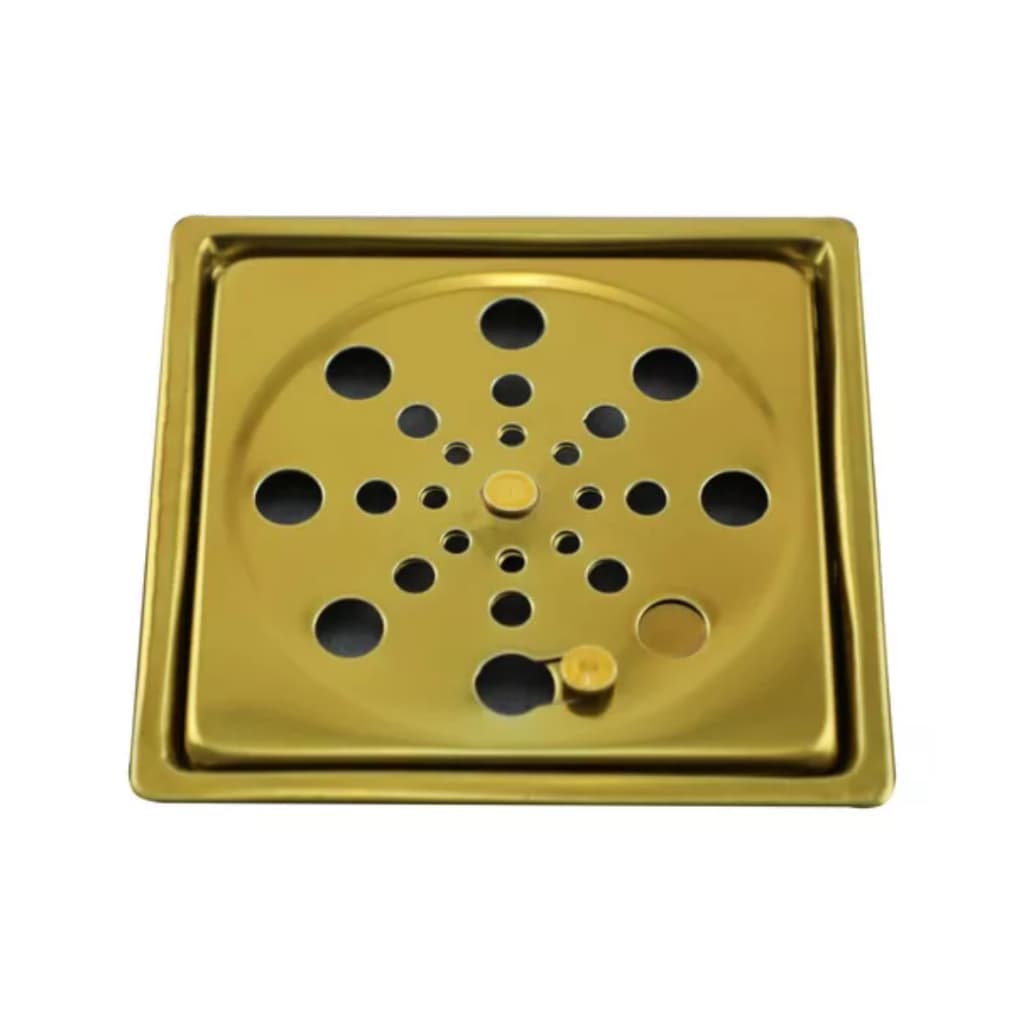 Ralo Grelha Com Caixilho Dourado 15 X 15 Para Banheiro