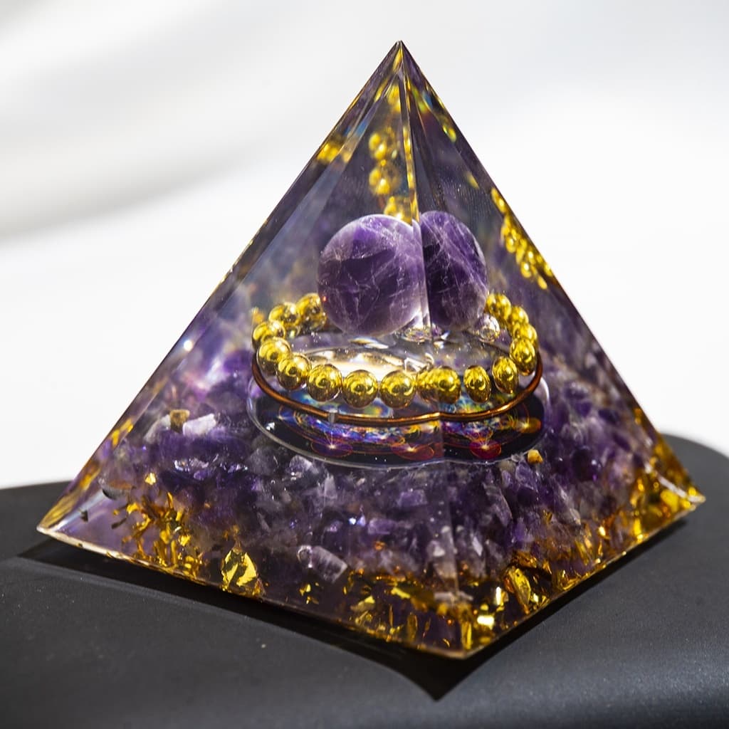 Pedra Cristal De Resina Natural Pirâmide Amarela Mística
