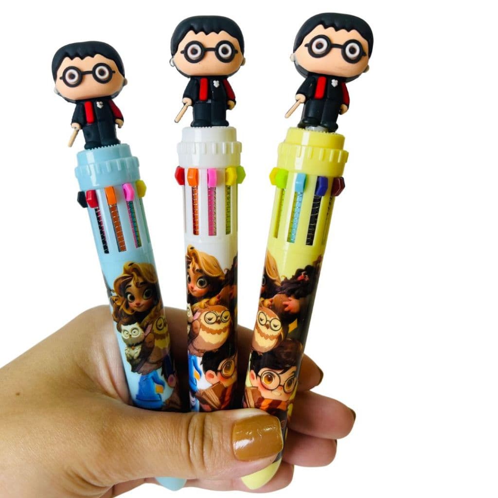 Caneta Harry Potter 10 CORES Saga HP ponta 7mm Esferográfica Volta as Aulas Papealaria Colecionável