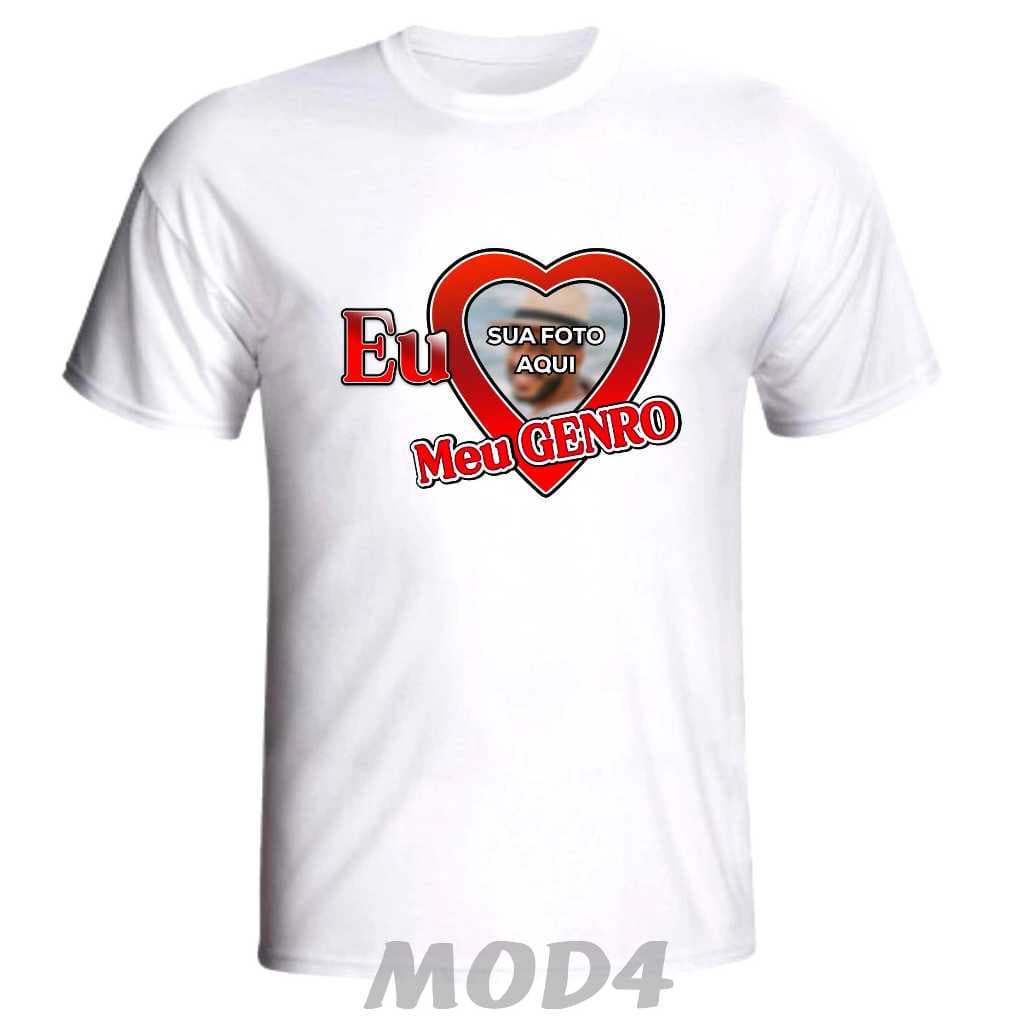 Camisa Personalizada com foto e frase EU AMO MEU GENRO NORA SOGRO SOGRA - P/ Presentear Sogro Sogra