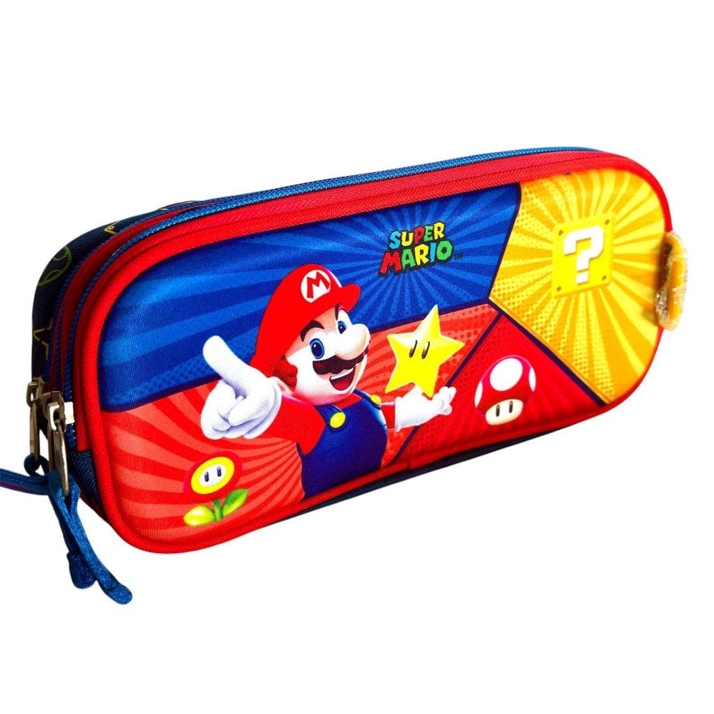ESTOJO SUPER MARIO COM 3 ZÍPERES - QUALIDADE CHENSON