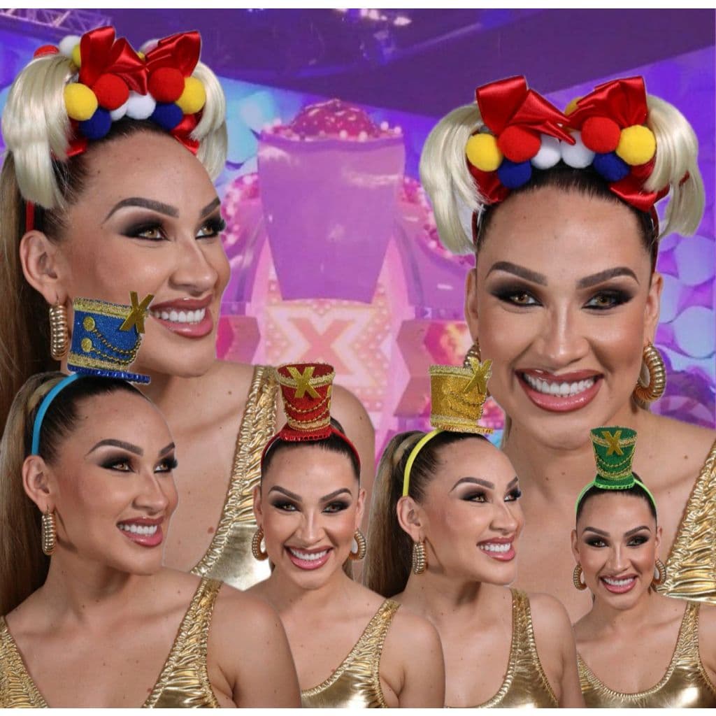 Tiara Arco Mini Chapéu Paquita e Xuxa Fantasia Cosplay Festa Carnaval Bloquinho