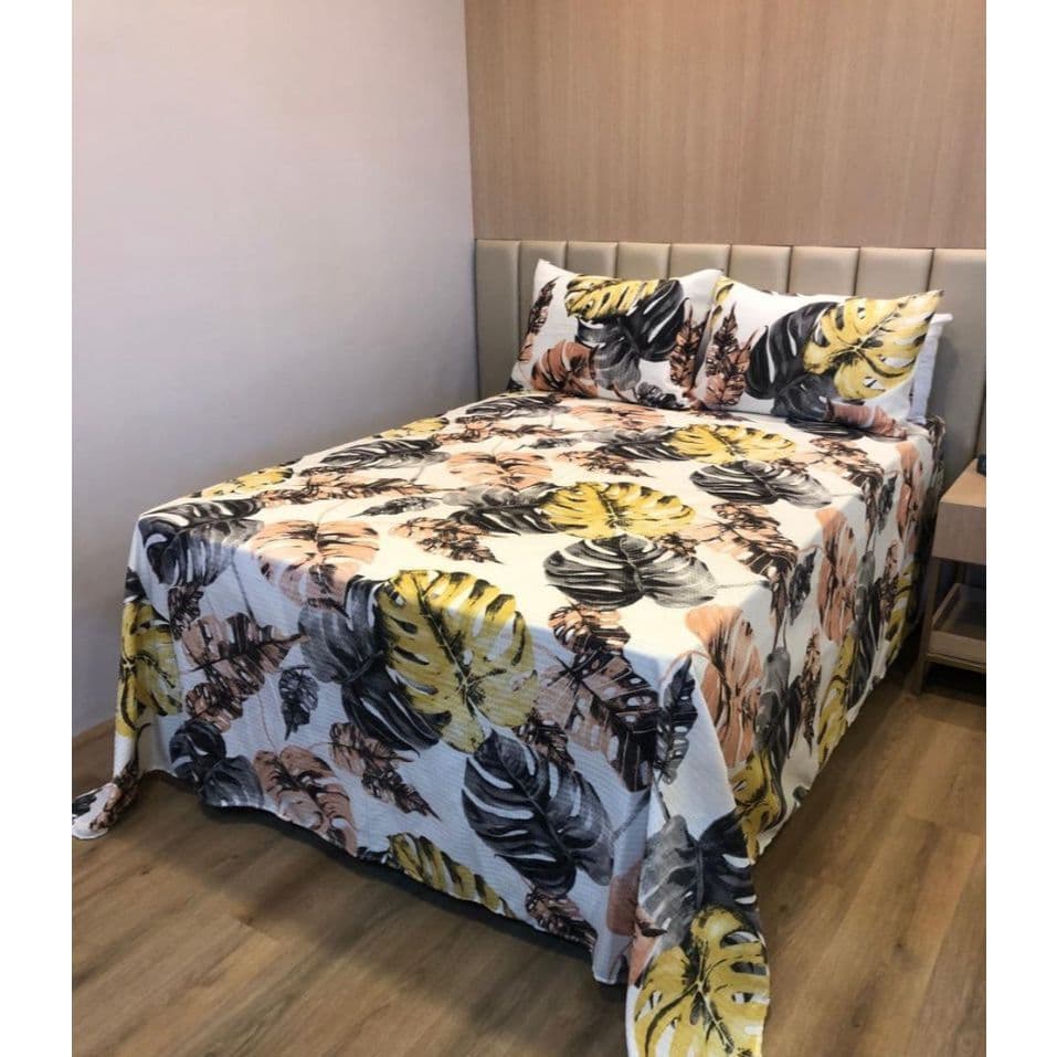 lençol casal 3 peças estampadas tecido piquet