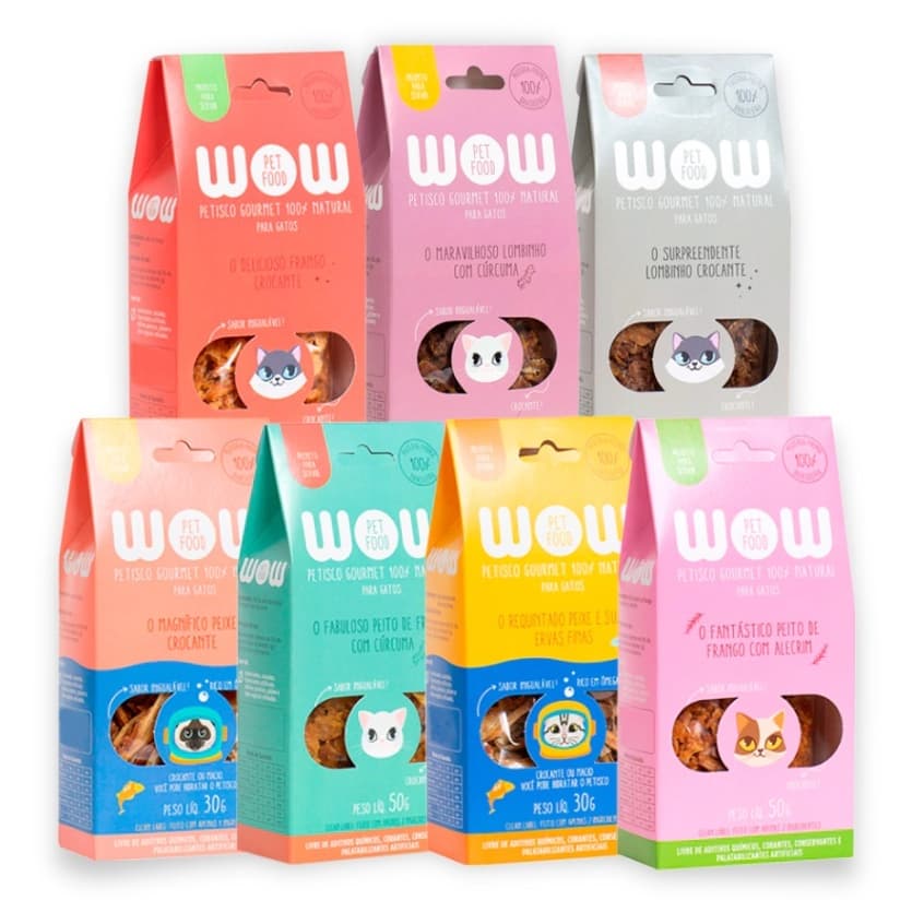 Petisco Desidratado P/ Gatos Wow 100% Natural Vários Sabores