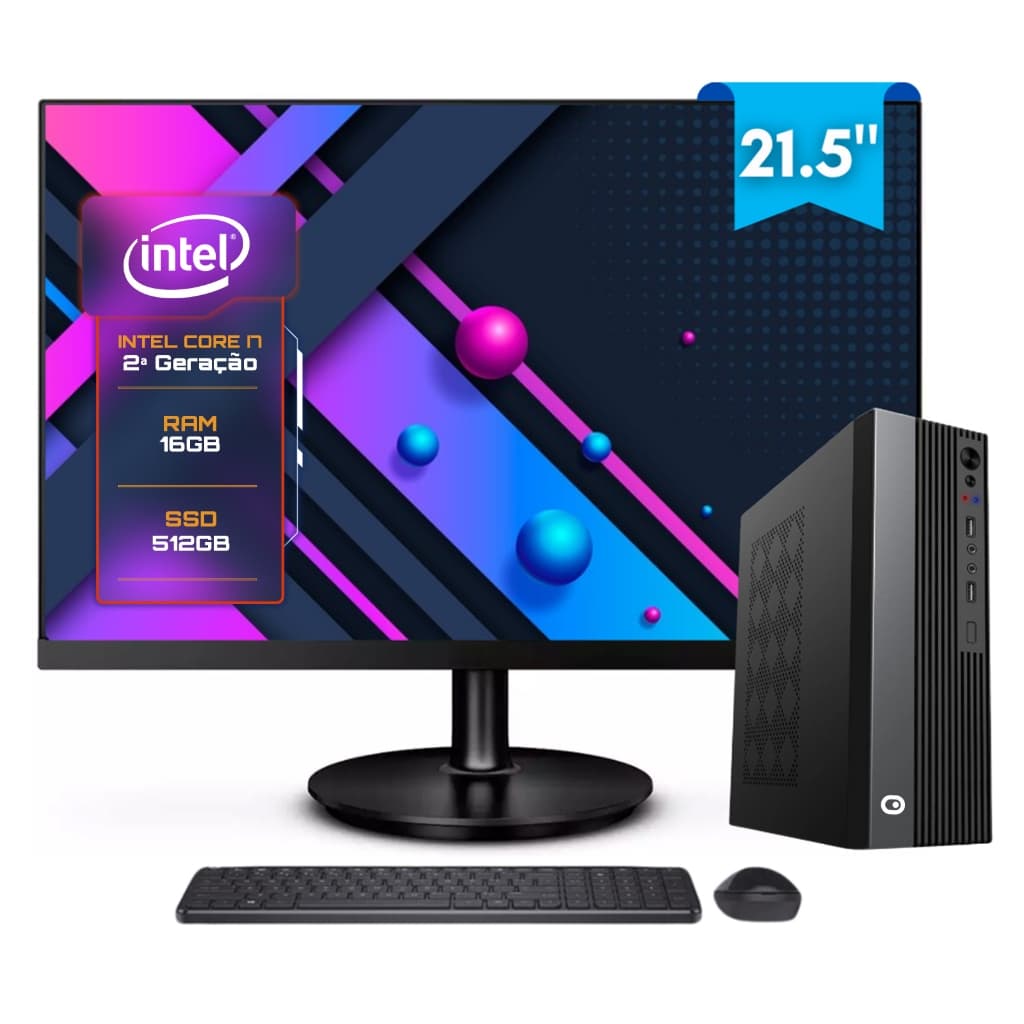 Computador Completo 2Eletro Slim Intel Core i7, 16GB, 512GB, Bivolt, 21.5" Full HD - CD2E-0126SL