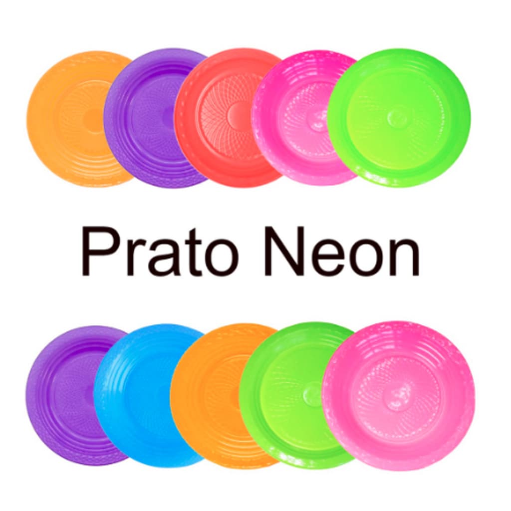 Pratinho Neon Brilha na Luz Negra 10 Unid