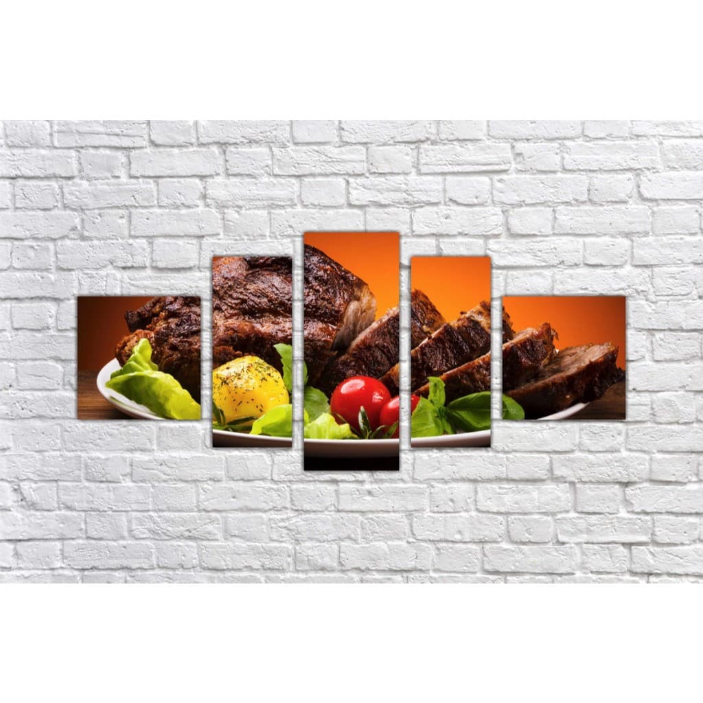 Quadro de decoração para churrascaria - pesqueiro - restaurante - Mosaico com 5 peças
