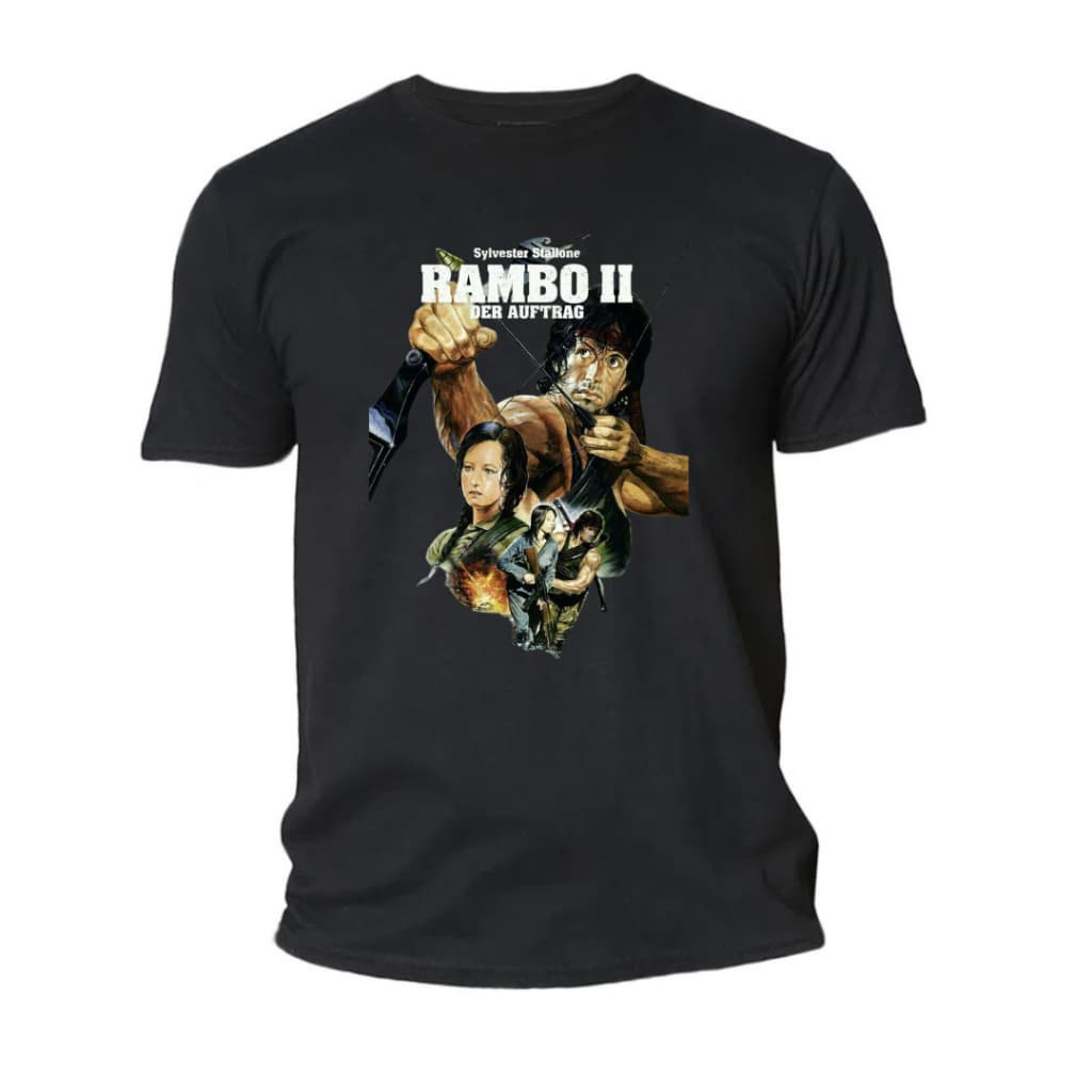 CAMISA-CAMISETA RAMBO 2 FILME CLASSICO RELIQUIA 100 ALGODAO FIO 30.1