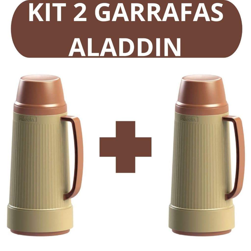 Kit 2 Garrafas Termicas Aladdin 1 Litro Original Com Alça Ares Garrafa de Cafe Cha Chimarrao Doce de Leite
