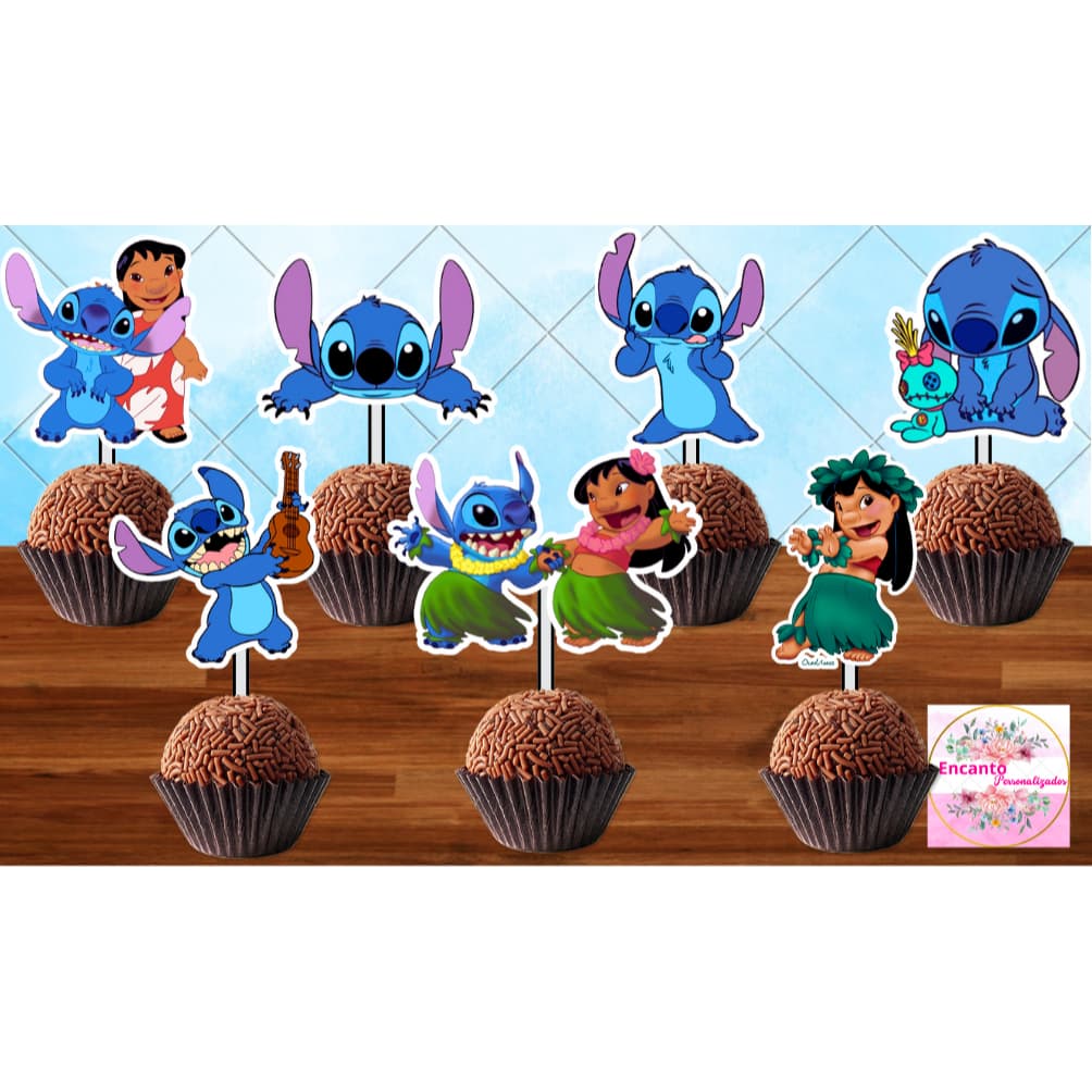 50 Tags Toppers P/ Docinho de Festa Lilo e Stitch, brigadeiro beijinho.
