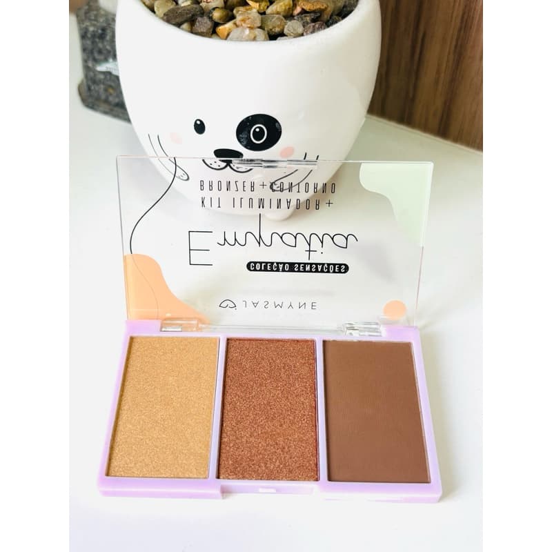 Paleta Jasmyne Sensações – Realce sua Beleza com Iluminador, Contorno e Bronzer Profissional Carnaval