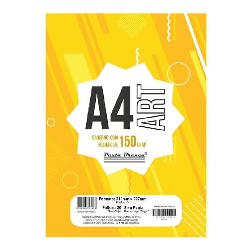Bloco pra Desenho Técnico sem Margem Desenho A4 20 Folhas 150 g/m² Pauta Branca