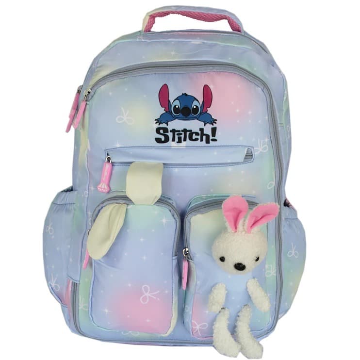 Mochila Stitch Infantil e Juvenil alça regulável Nylon Grande