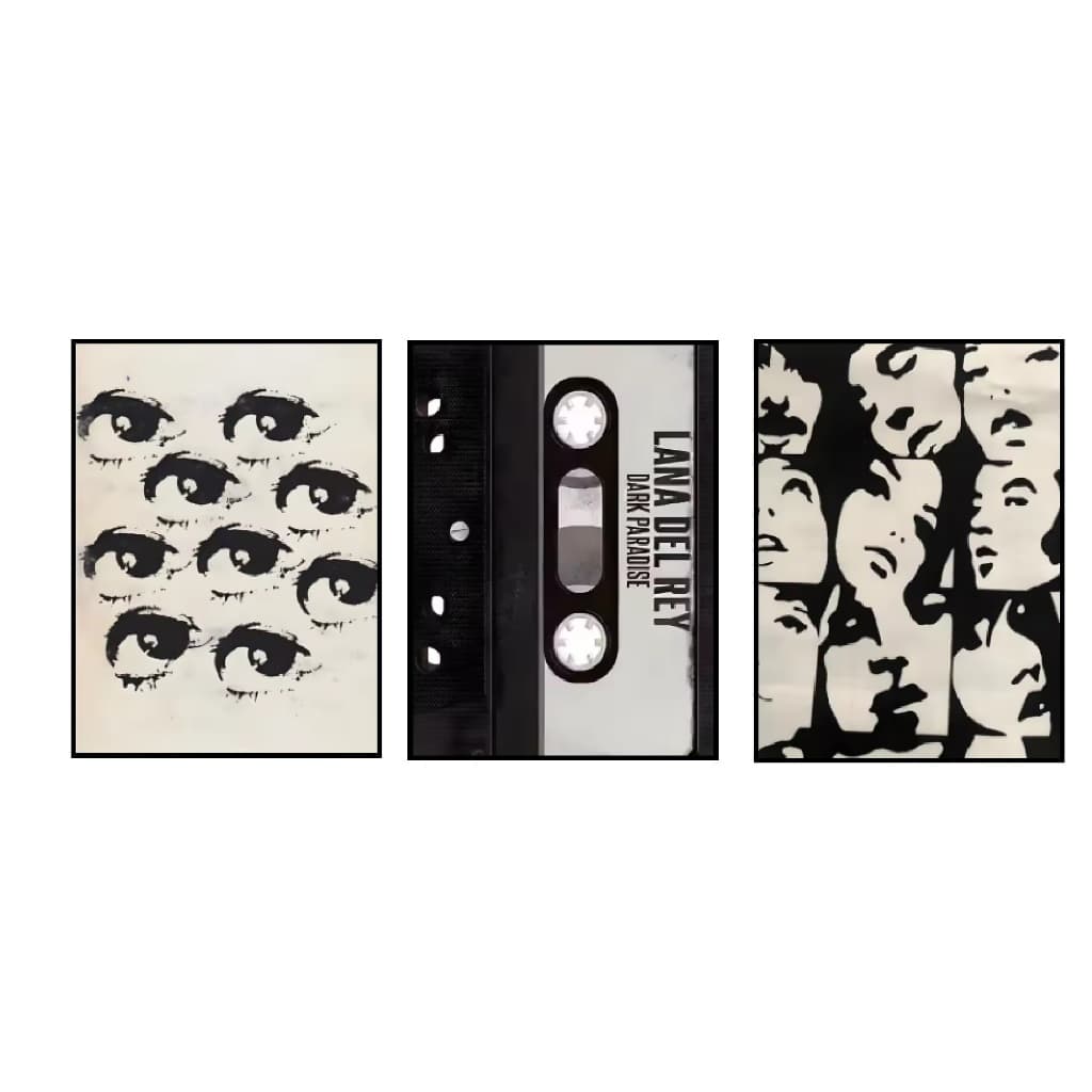 Quadros decorativos Estampados estéticos de menina do centro, estilo rock y2k (3 peças)