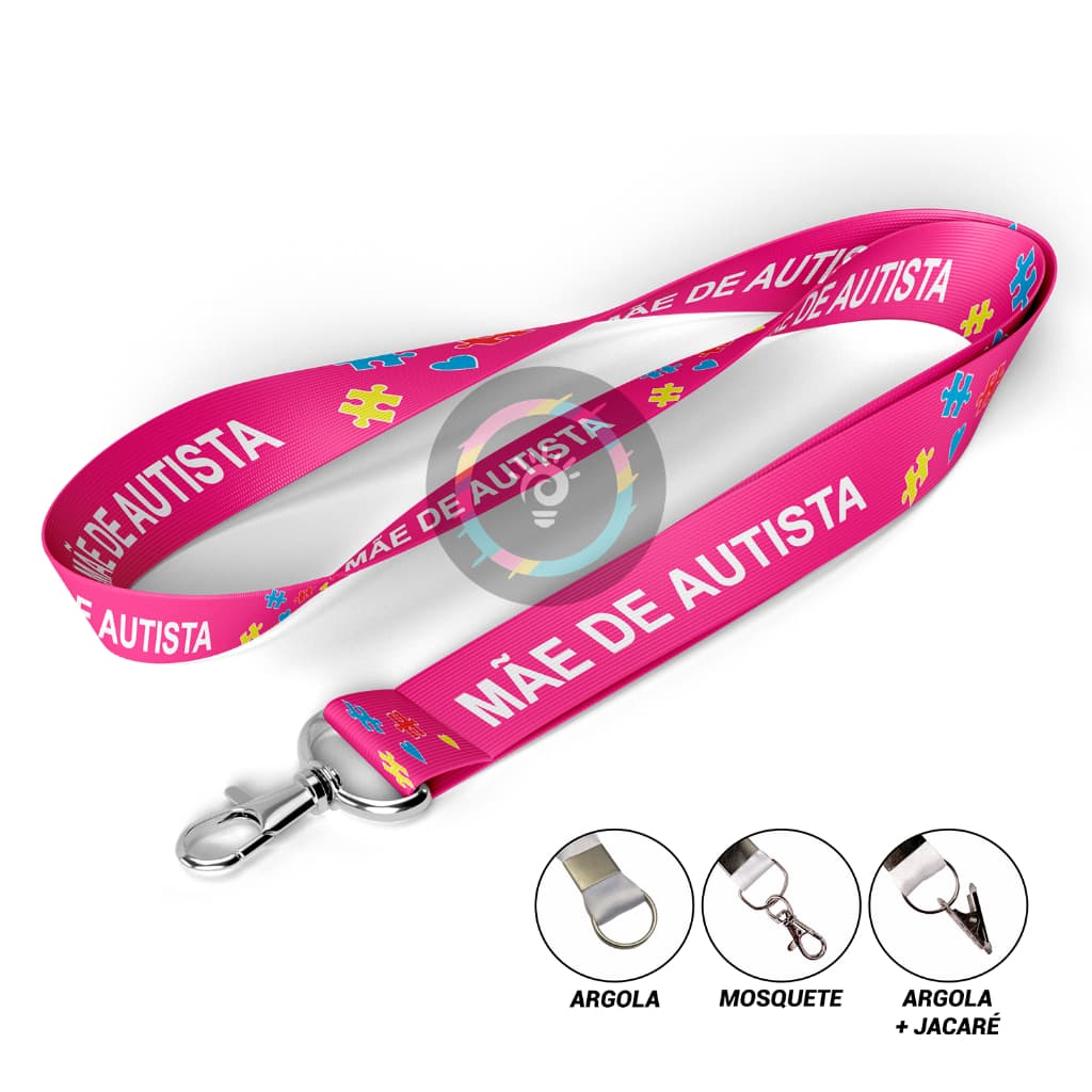 Cordão de Identificação Mãe de Autista Jacaré Mosquete Argola Porta Crachá