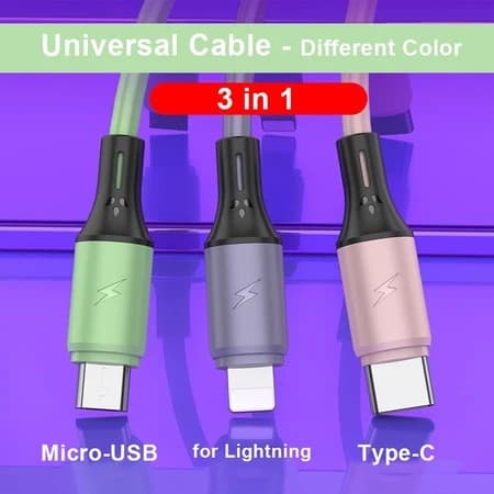 Carregador de Dados 3 em 1 de Silicone Líquido.