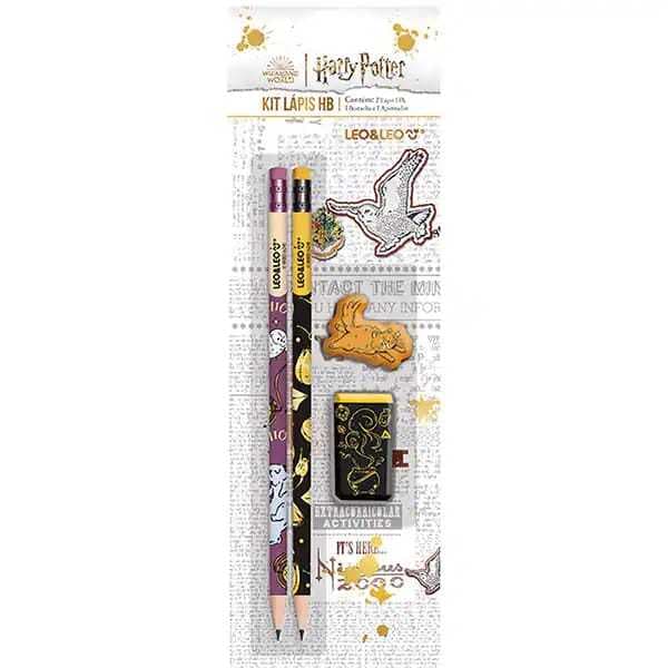 KIT ESCOLAR HARRY POTTER CO 4 PEÇAS 2 LÁPIS 1 APONTADOR 1 BORRACHA