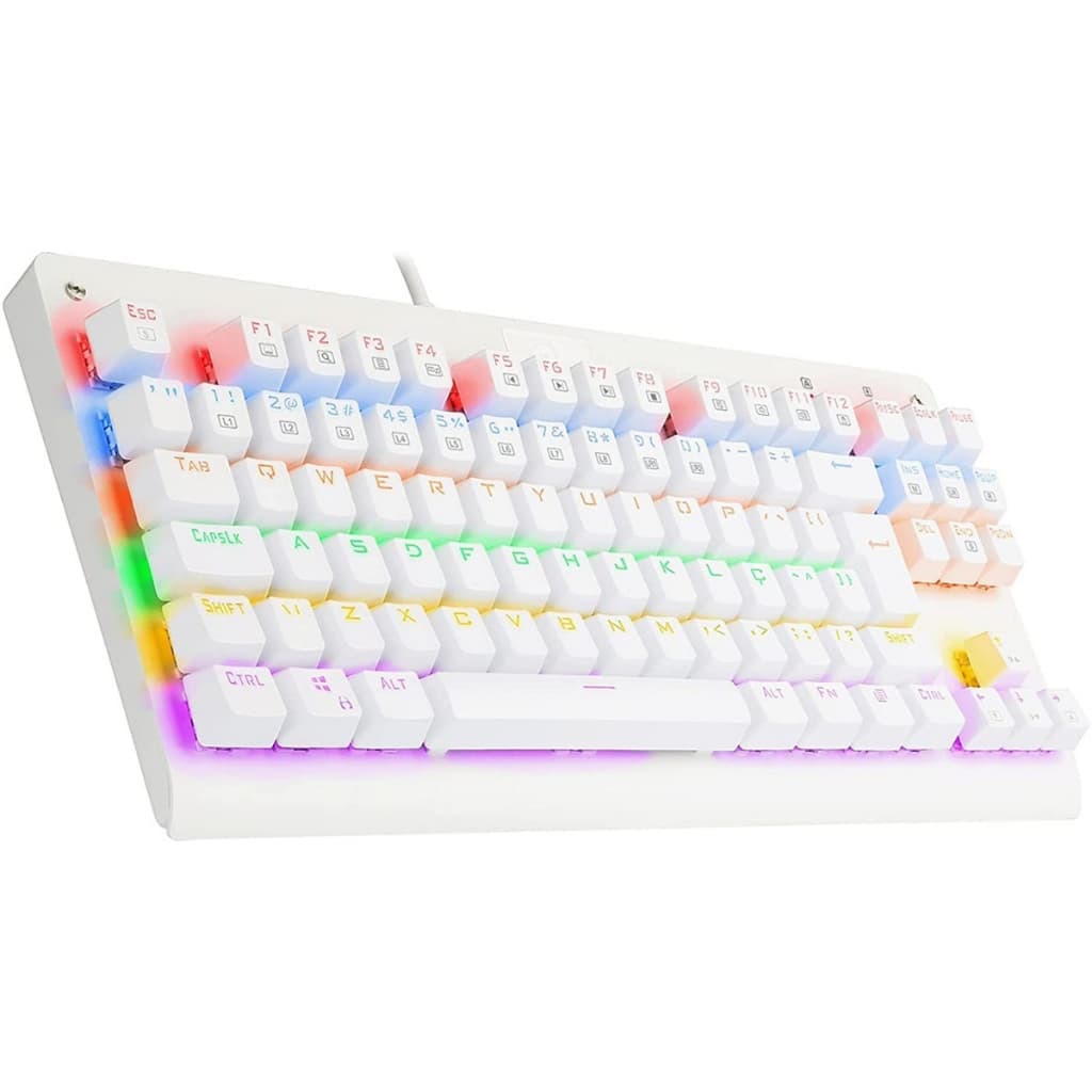 TECLADO MECÂNICO GAMER REDRAGON DARK AVENGER LUNAR WHITE RGB, SWITCH BLACK - K568W-RGB (PT-BLACK)