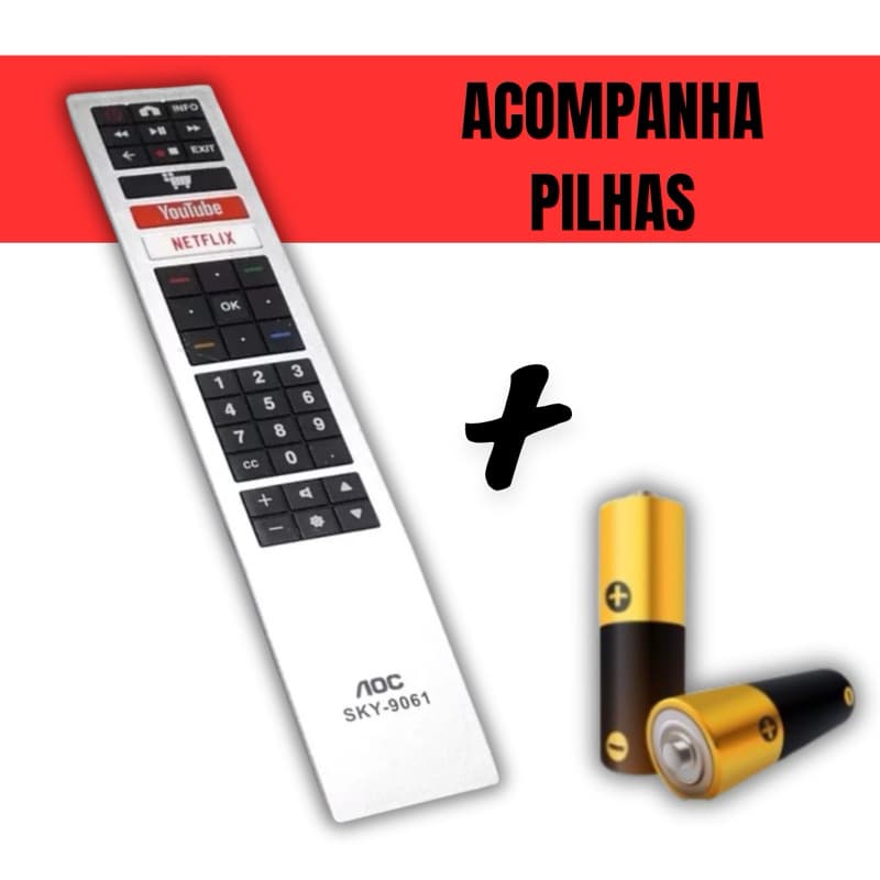 Controle Remoto Compatível TV AOC SMART 4K LED - Youtube Netflix