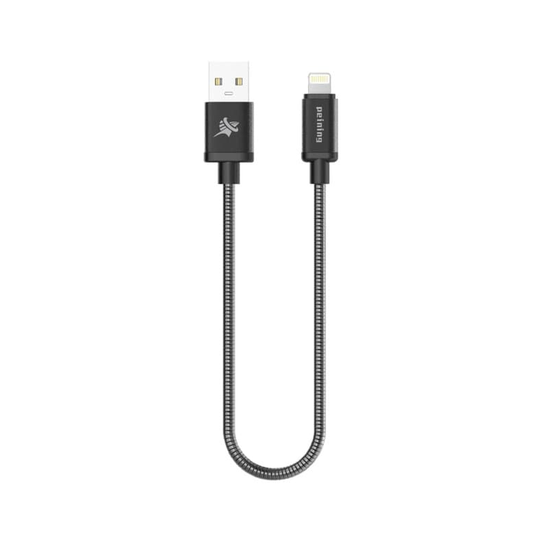Cabo para Iphone Curto 20cm Lightning USB Metal Reforçado CarPlay Power Bank Carro Moto iPhone 6 ao 14