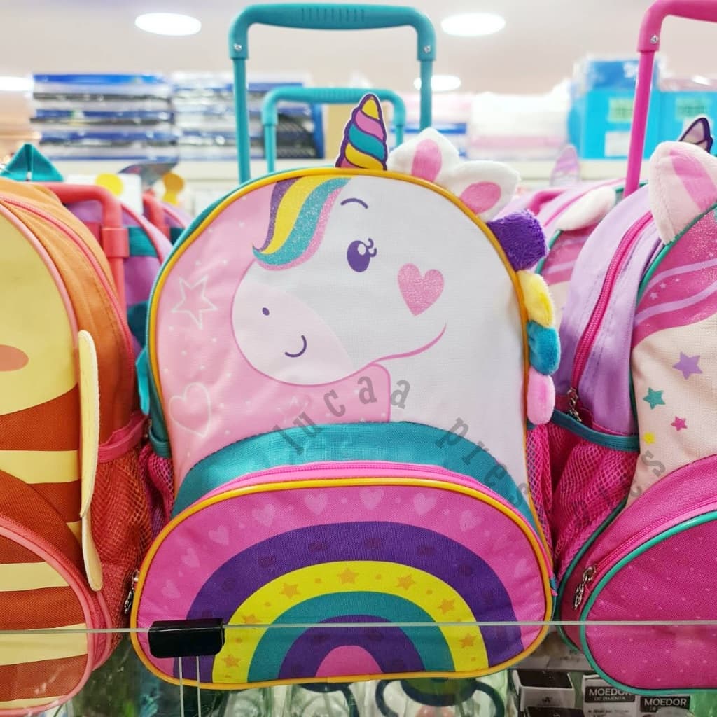 Mochila de Rodinhas animalbichinho infantil abelha/zebra/Unicórnio raposa/cachorro/Clio pet Animais com alça nas costas