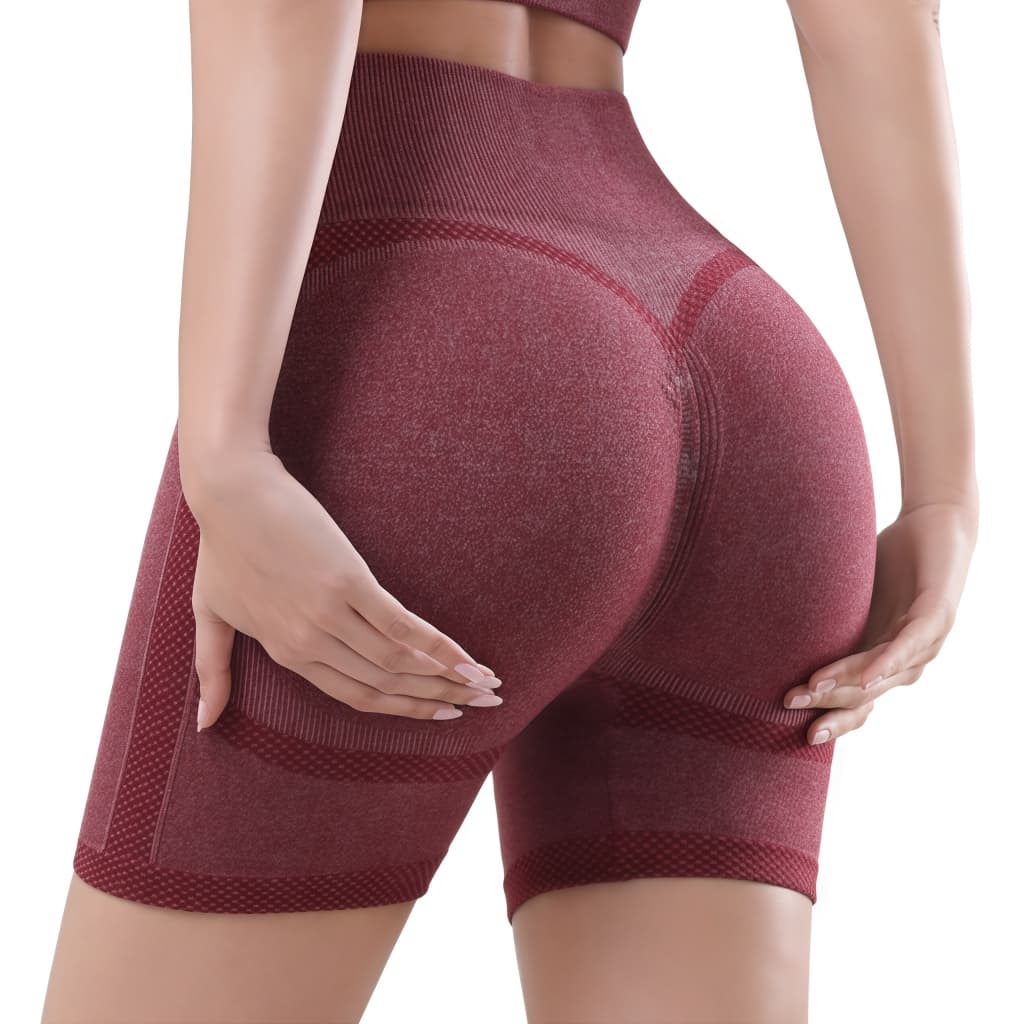 Shorts Fitness Feminino Cintura Alta Academia Yoga Levanta Bumbum Sem Costura