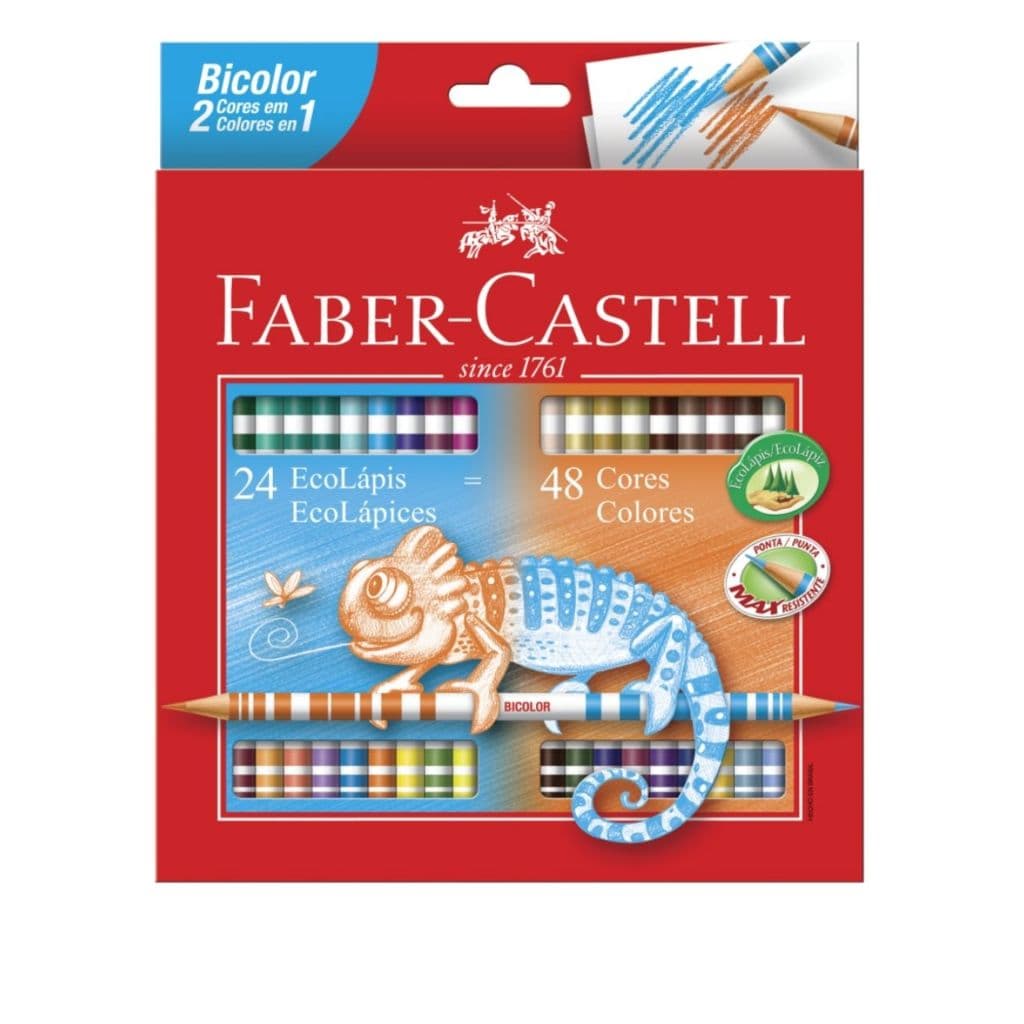 Lapis de cor Ecolápis de Cor Faber-Castell Bicolor 48 Cores Duas Cores